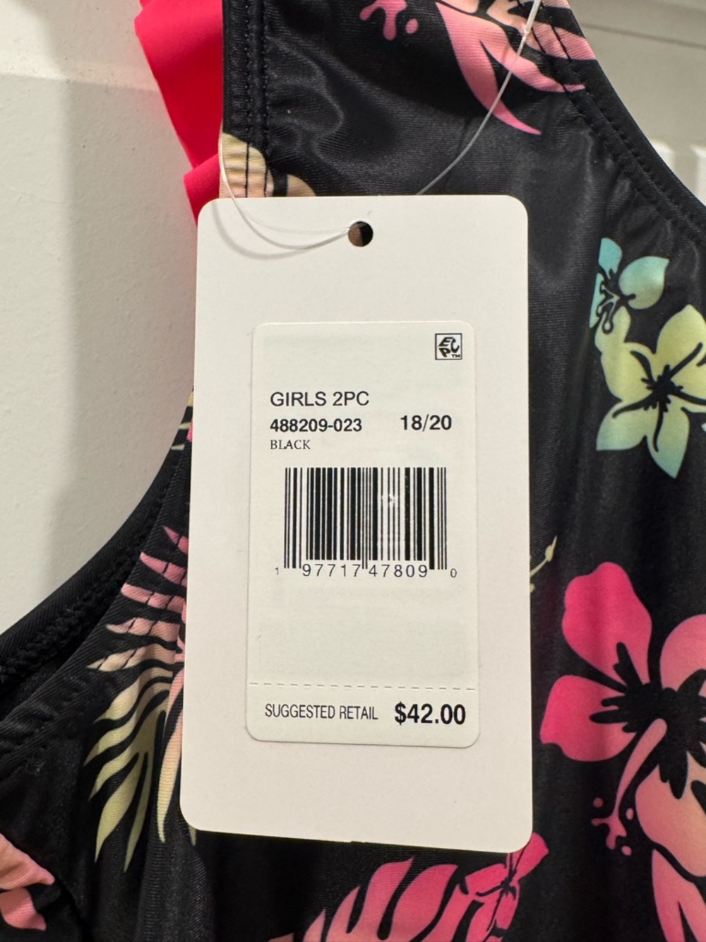 Hurley Girls Swim XXL 18-20 Black Floral Tankini with Pink Side Ruffles - Picture 5 of 11